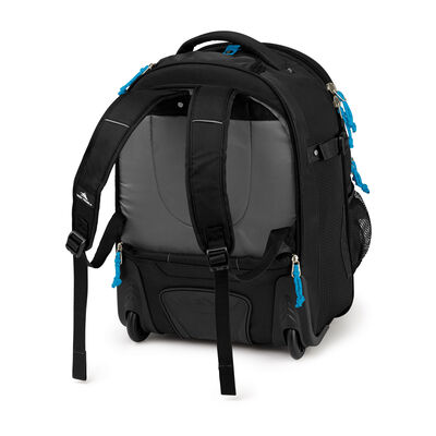 High Sierra Ultimate Access 2.0 Carry-On Wheeled Backpack With Removable Daypack in the color Black/Blue Print.