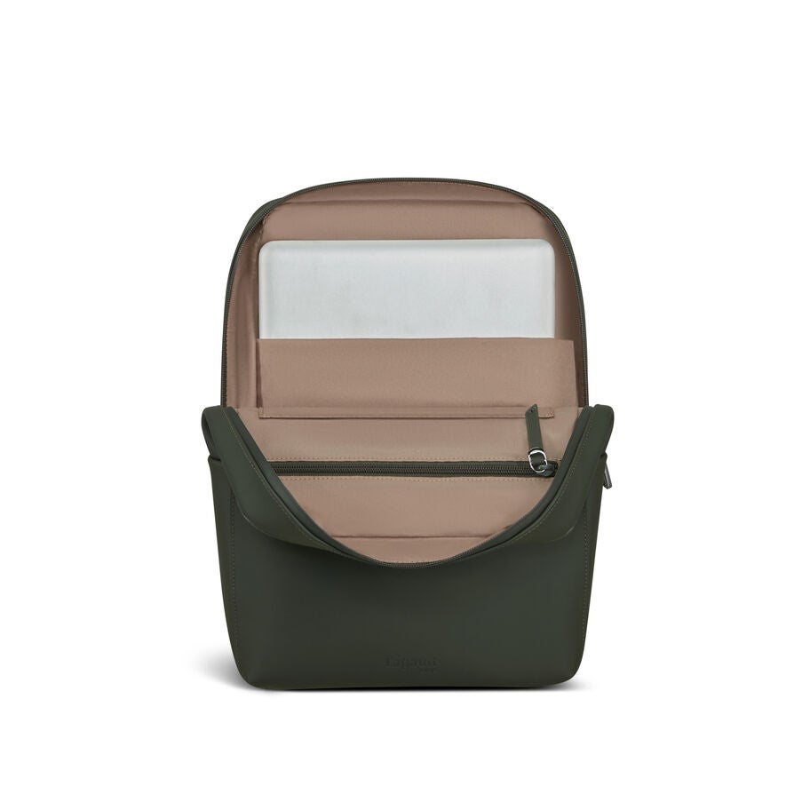 Lipault Lost In Berlin Square Backpack 2.0 in the color Dark Moss. image number 2