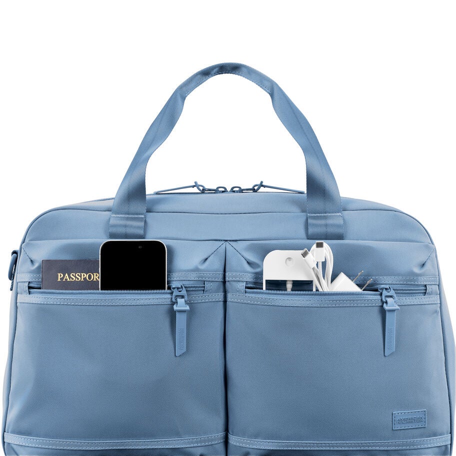 American Tourister Stratum 3.0 Convertible Weekender in the color Elemental Blue. image number 3