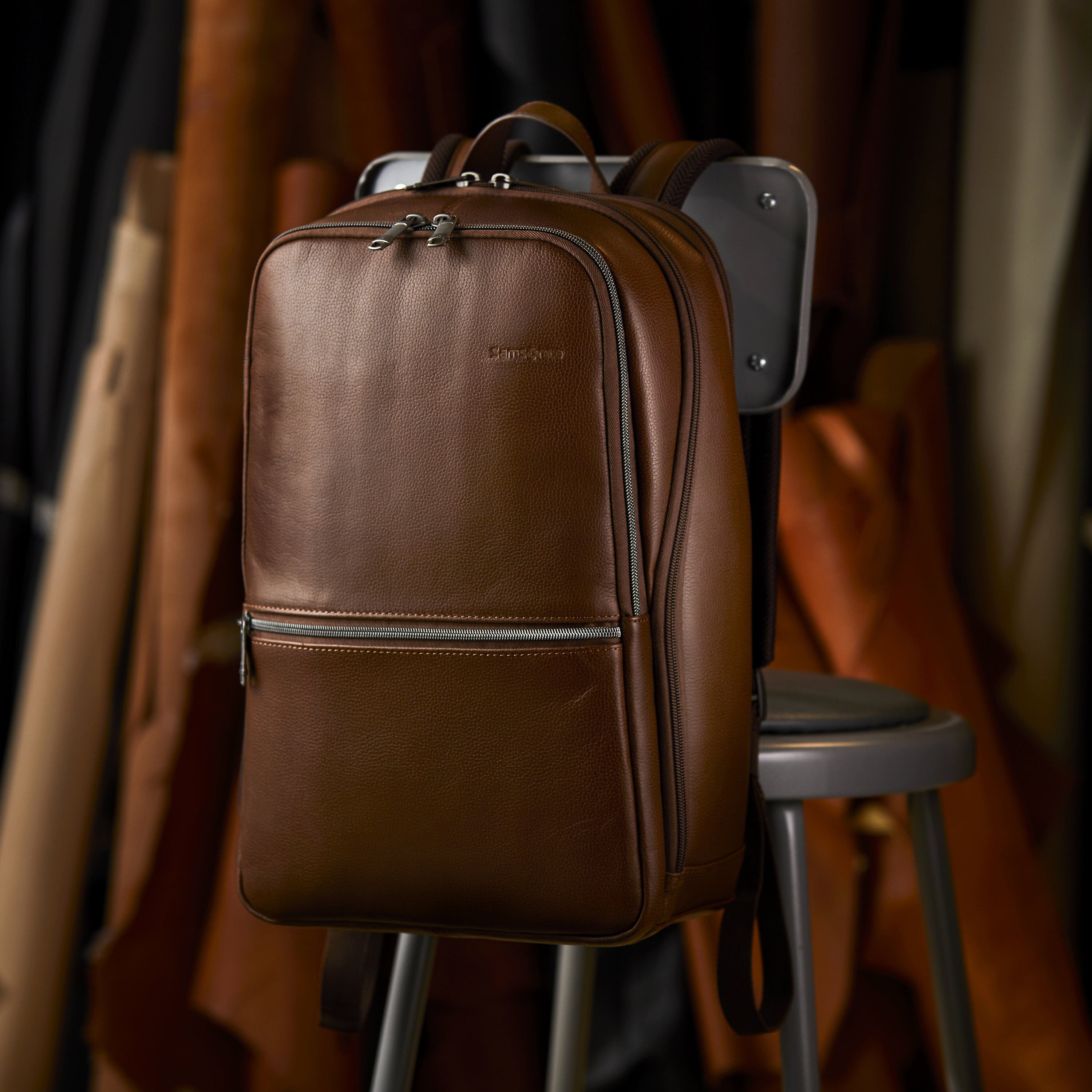 Samsonite leather slim backpack clearance