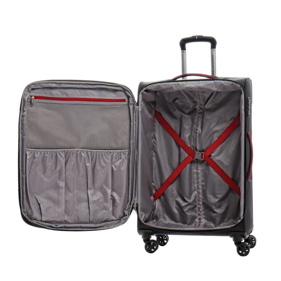 American Tourister Journey Lite Spinner Medium in the color Black/Red. image number 1