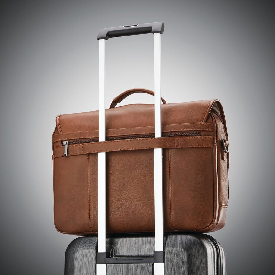 Samsonite Classic Leather Flapover in the color Cognac. image number 5