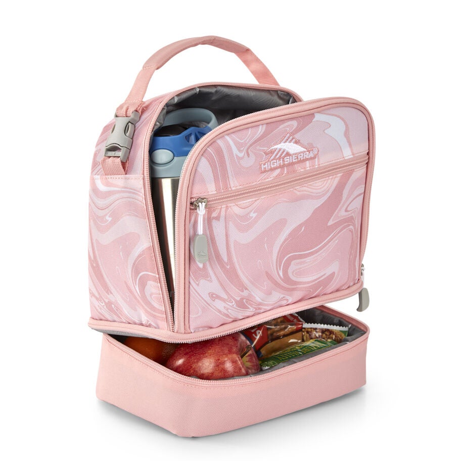 High Sierra Lunch Bags Stacked Compartment Lunch Kit in the color Clearance | Pink Marble/Bubblegum Pink. image number 1