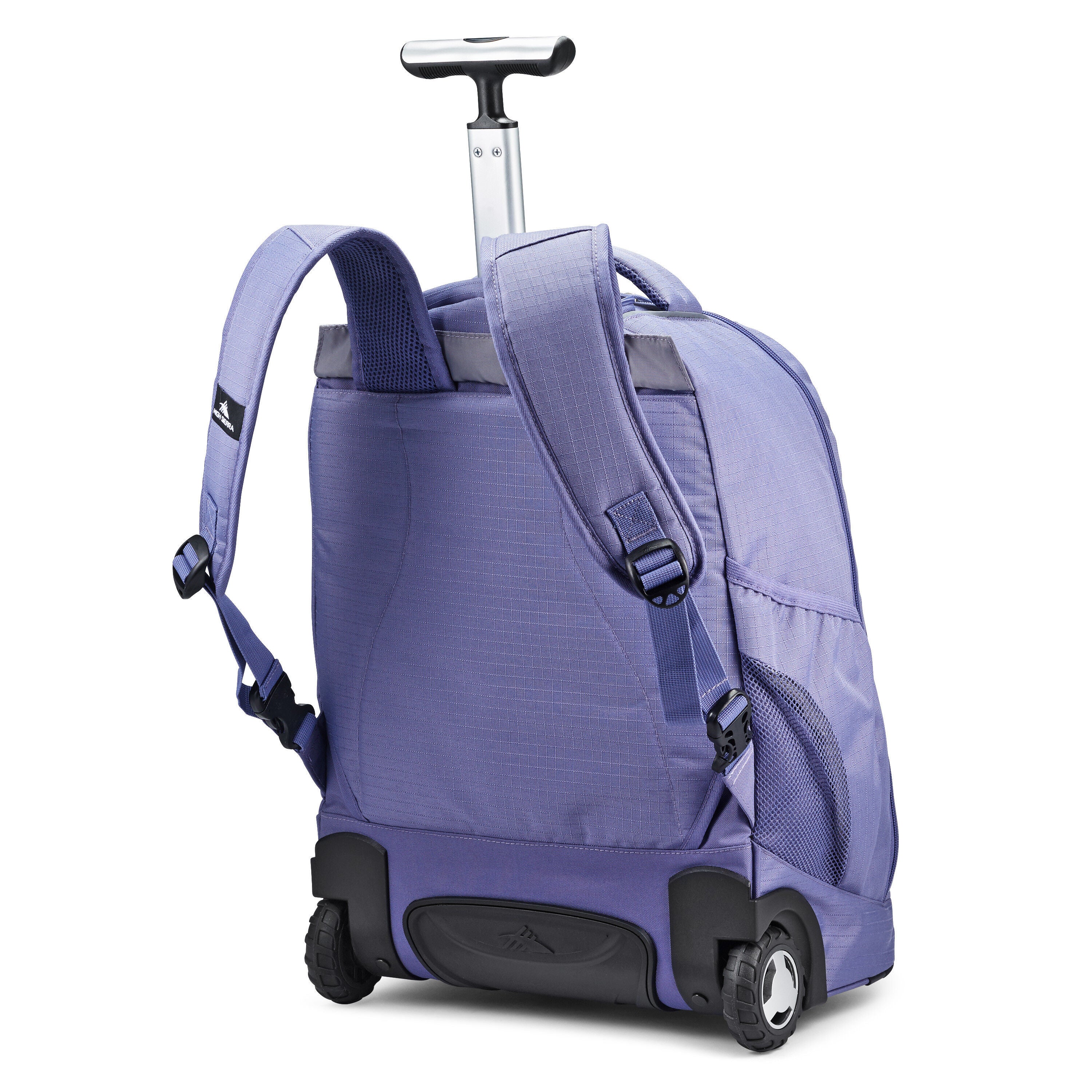 Purple backpack with wheels outlet