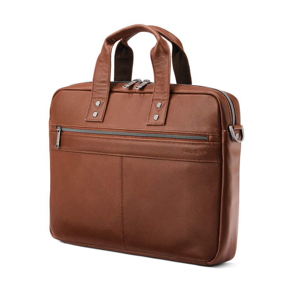 Samsonite Classic Leather Slim Brief in the color Cognac. image number 0
