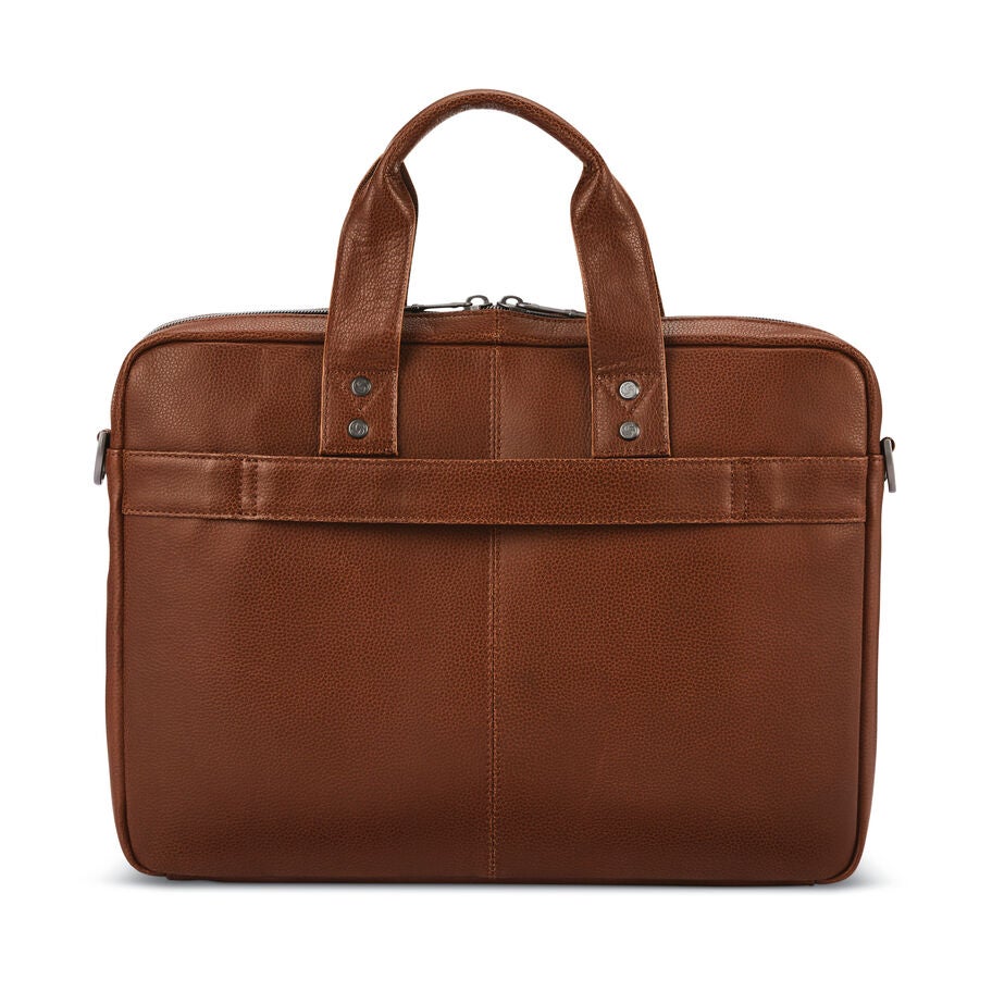 Samsonite Classic Leather Slim Brief in the color Cognac. image number 3