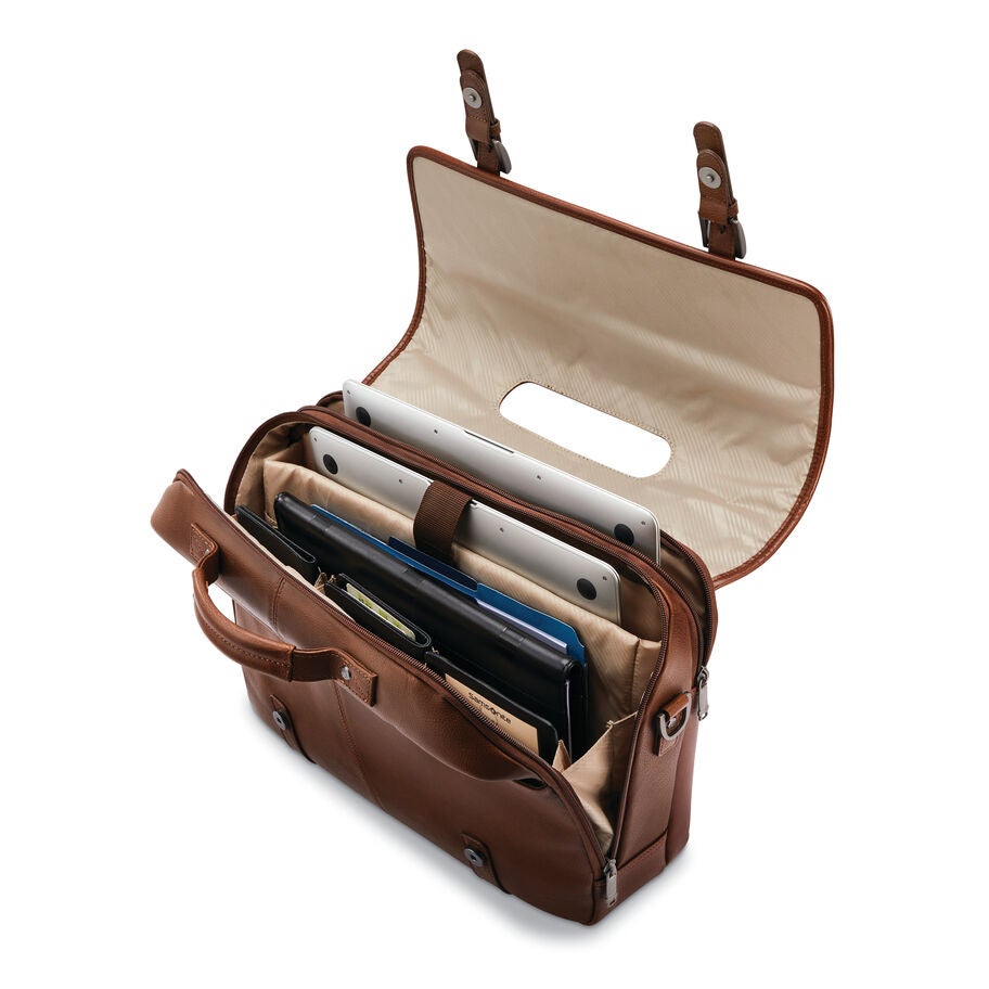 Samsonite Classic Leather Flapover in the color Cognac. image number 1