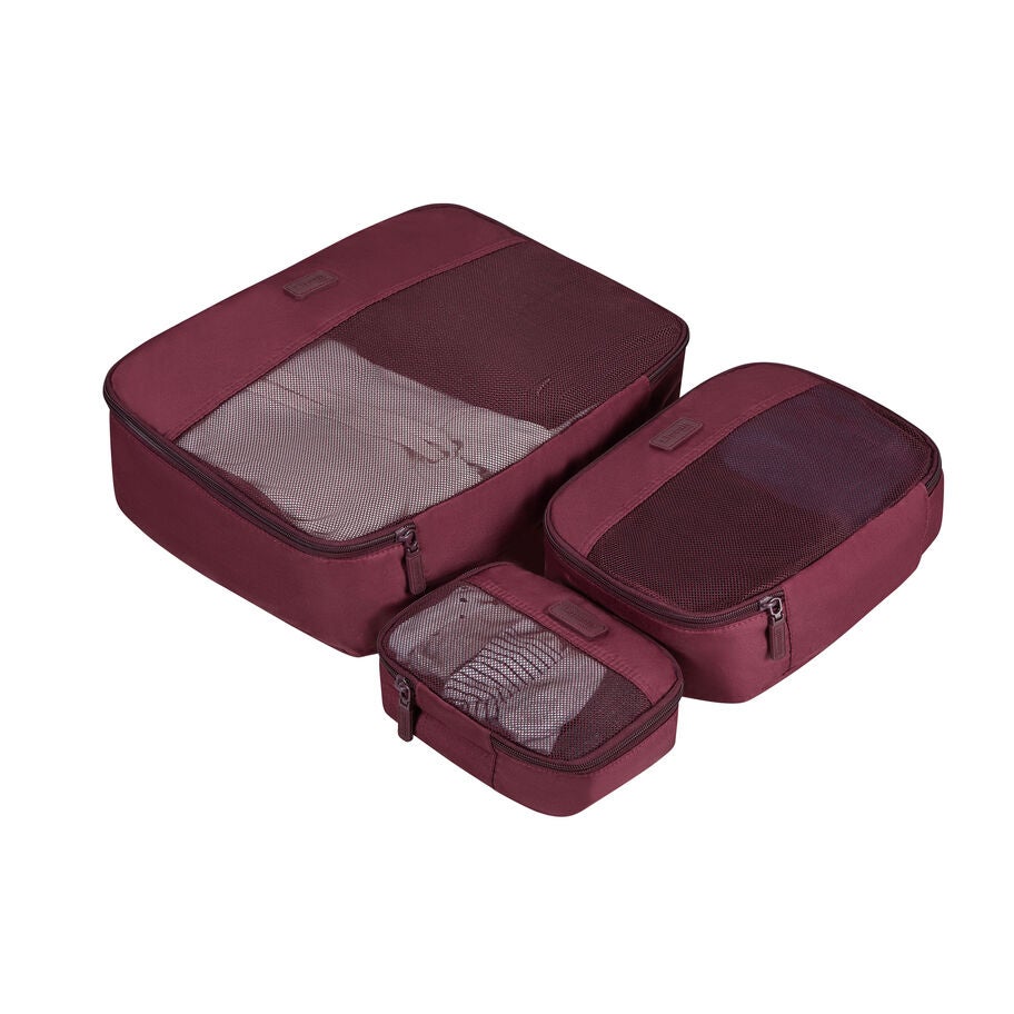 Lipault Accessoires de voyage cubes de rangement 3 pi&egrave;ces in the color Bordeaux. image number 0