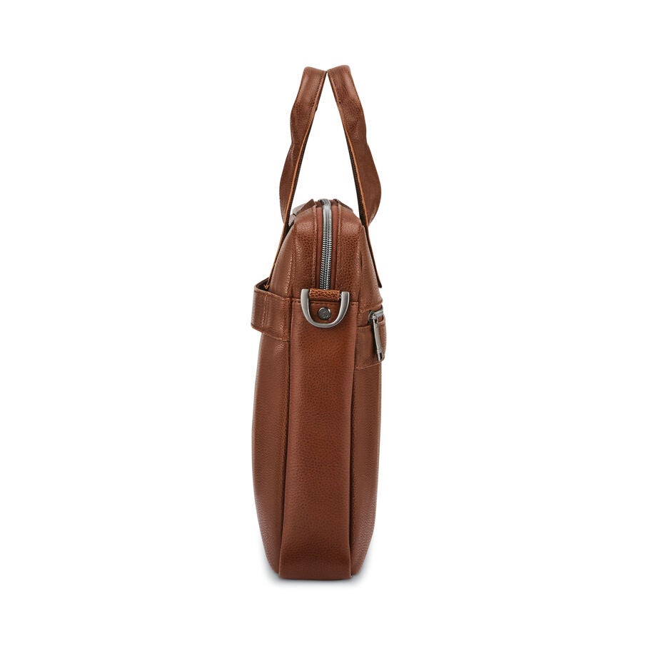 Samsonite Classic Leather Slim Brief in the color Cognac. image number 2
