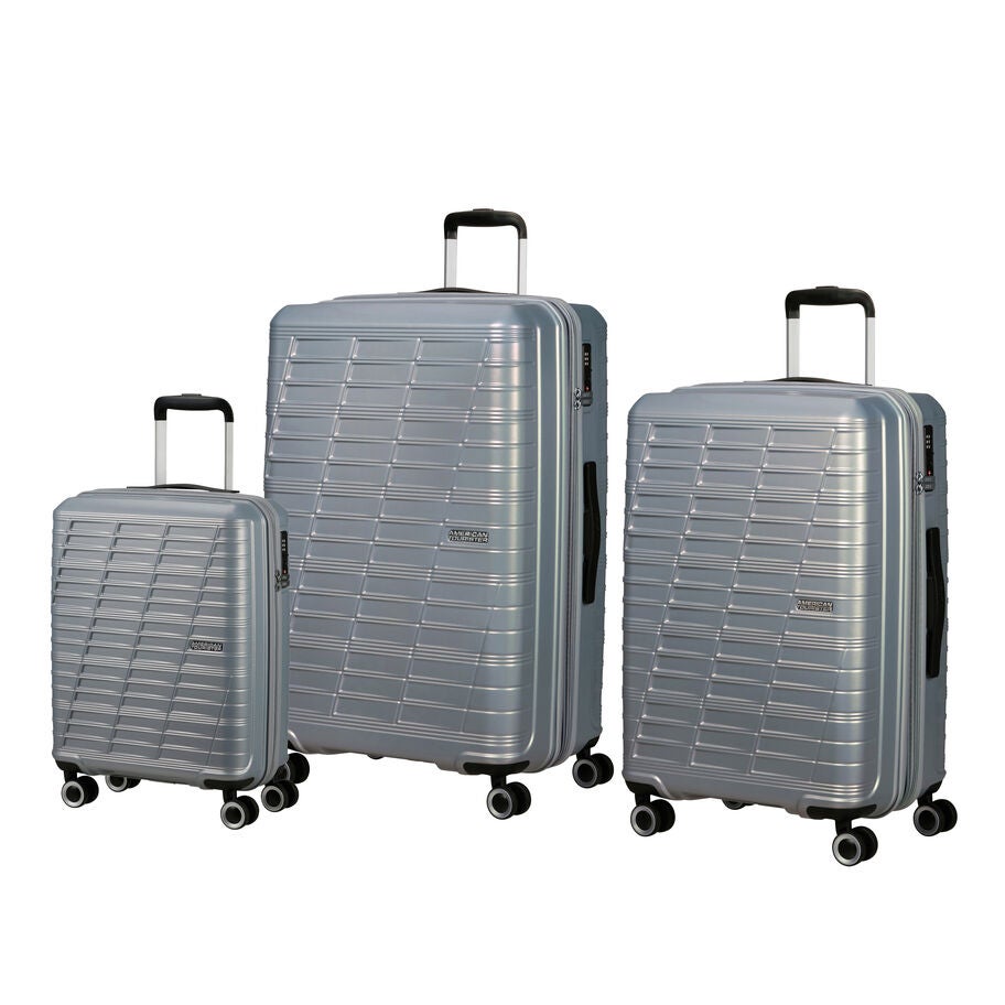 American Tourister Surftime Spinner 3 Piece Set (CO/M/L) in the color Silver. image number 0