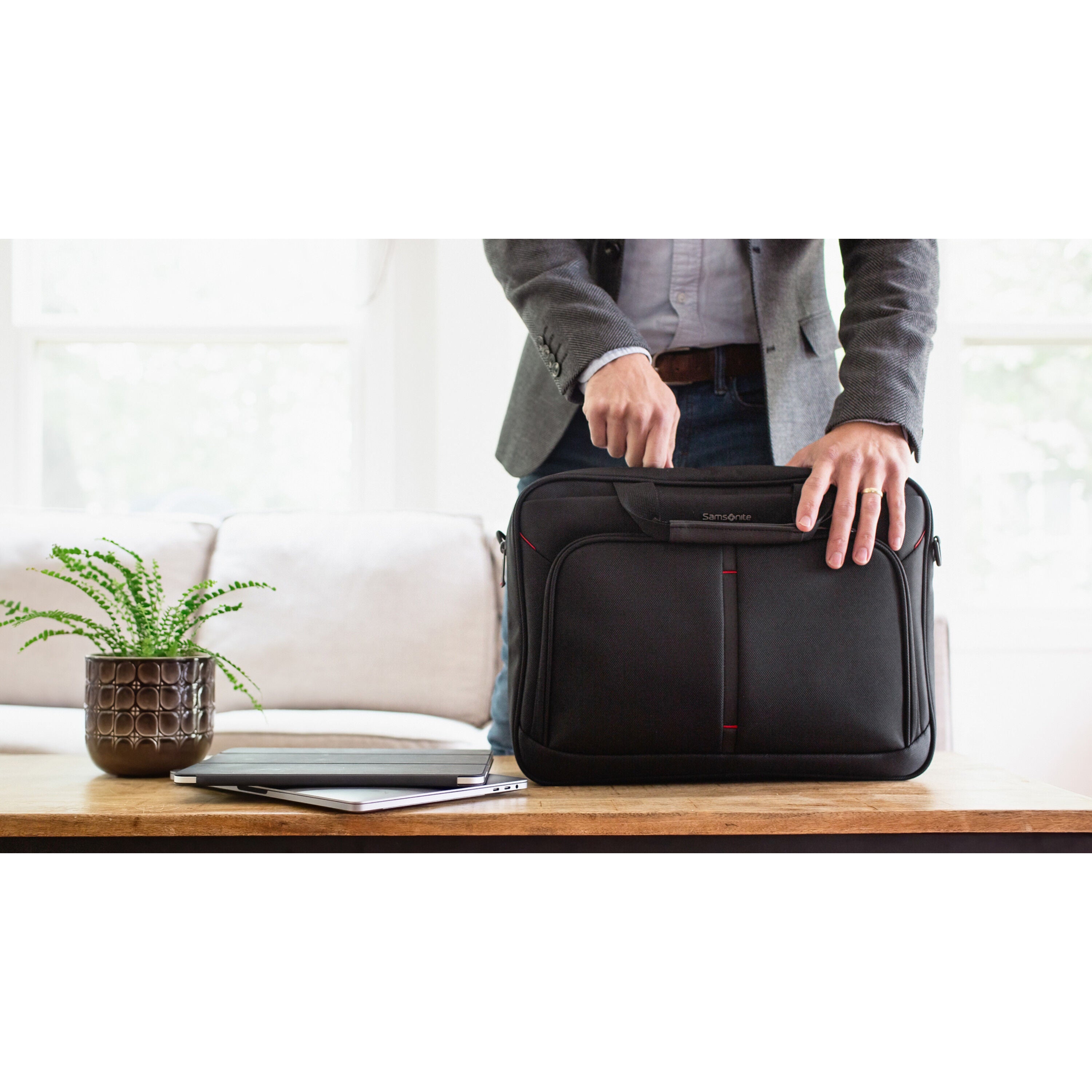 Samsonite luggage leather slim briefcase cheap