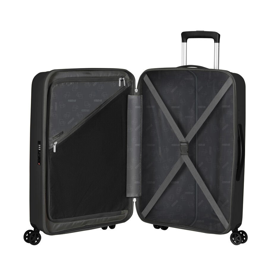 American Tourister Rejoy Spinner Medium in the color True Black. image number 1