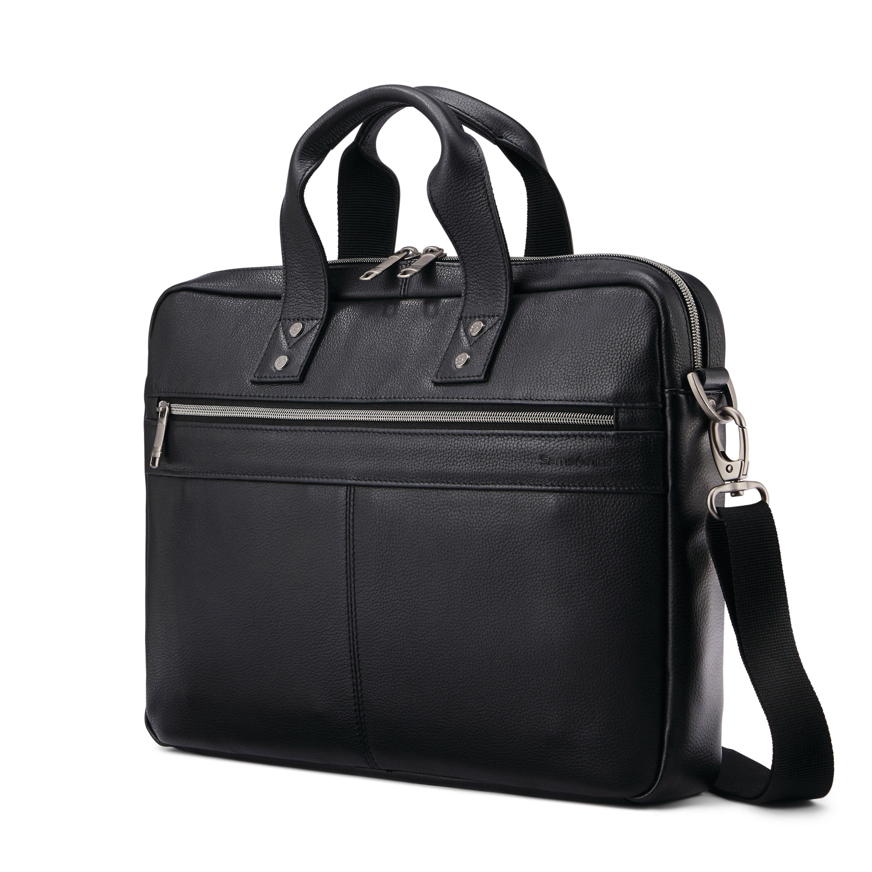 Modern Full Grain Leather Briefcase for Men with Shoulder Strap