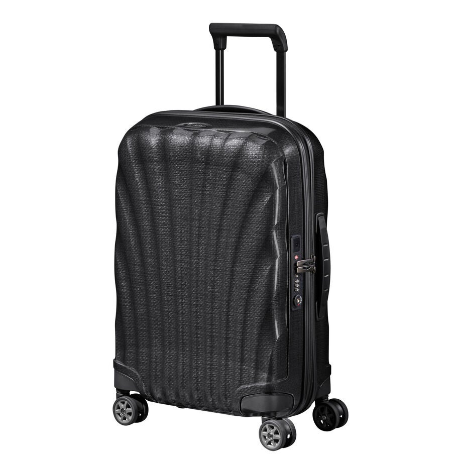 Front-View Image of Samsonite Black C-Lite Spinner Carry-On Luggage in 3/4th Angle image number 0