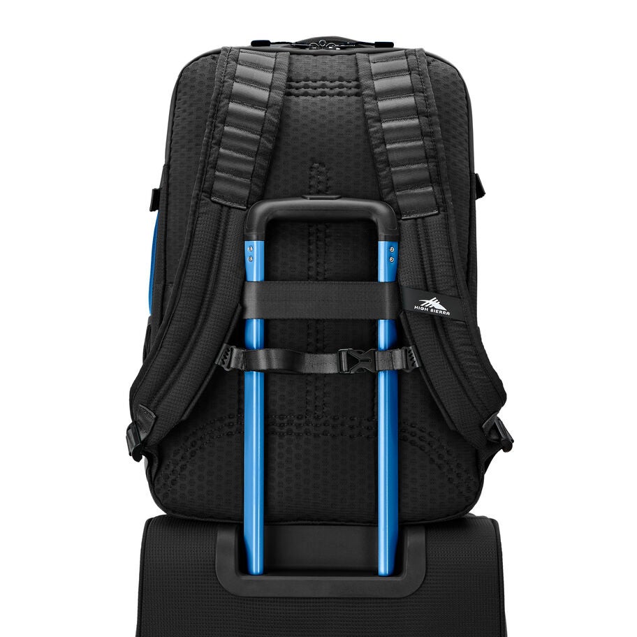 High Sierra Hi-Life Travel Backpack in the color Black/Blue. image number 6